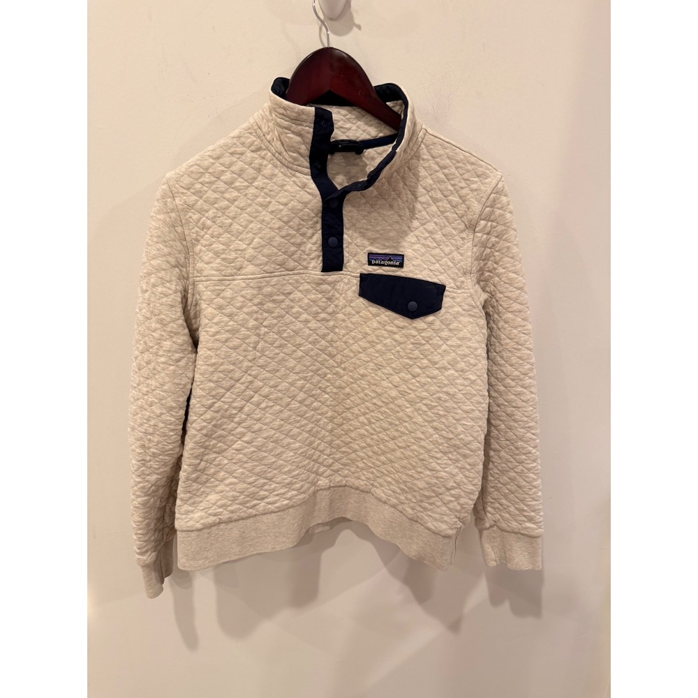 Patagonia Womens Organic Cotton Quilt Snap-T Pullover Gray Blue 25282 M